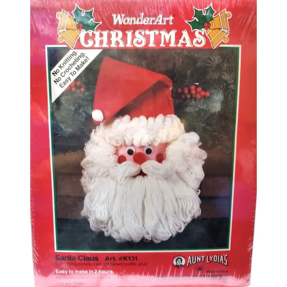 WonderArt Lydia Christmas SANTA CLAUS yarn wall hanging Craft Kit K131 easy make